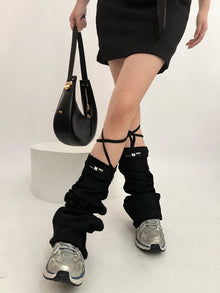 Solid Color Knitted Horn Drawstring Strap Foot Sock - Xandu Limited