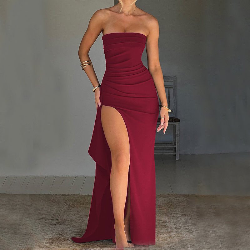 Strapless Split Long Dress – Summer Fashion Bridesmaid & Wedding Wear - Xandu Limited