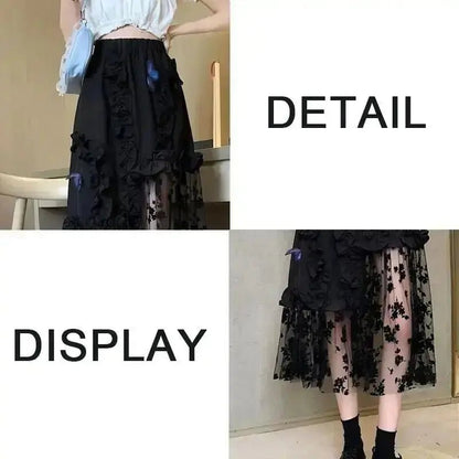 Women's Black Lace Patchwork Skirt - Xandu Limited