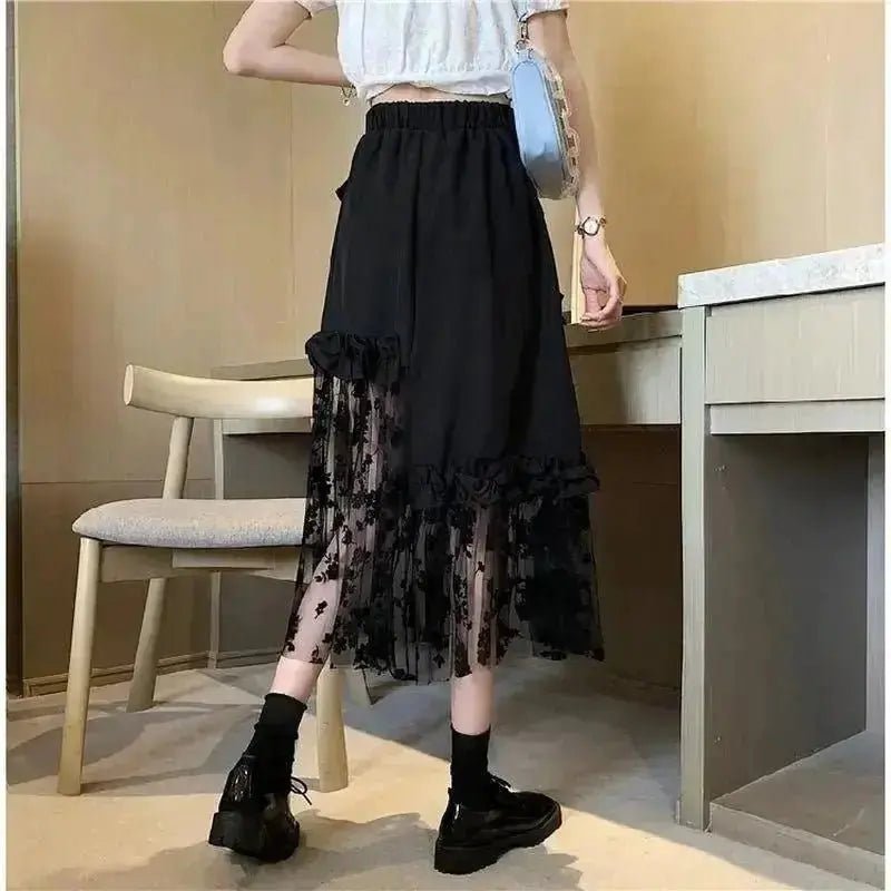 Women's Black Lace Patchwork Skirt - Xandu Limited