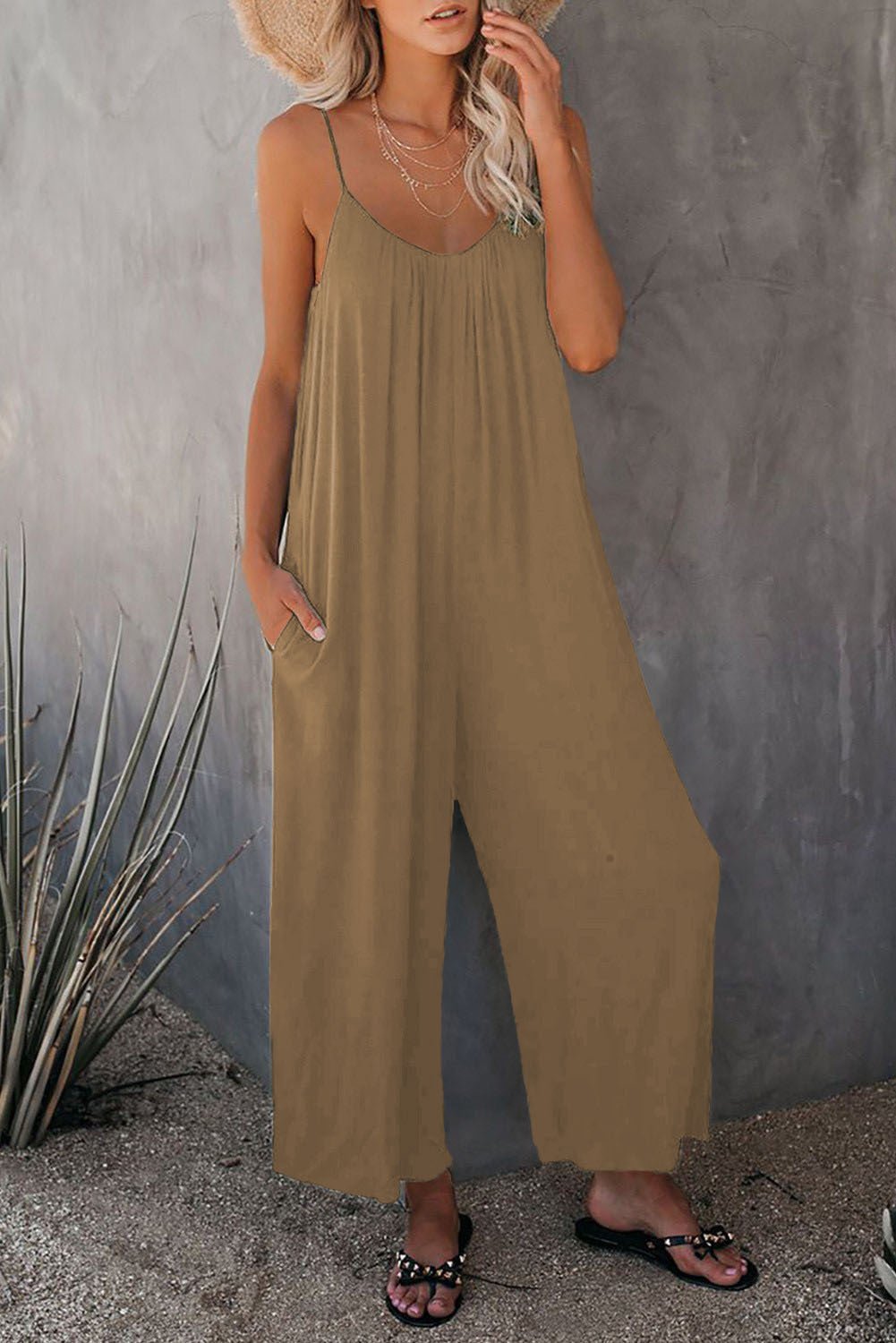 Women's Loose Sleeveless Jumpsuit – Casual Summer Romper with Pockets - Xandu Limited