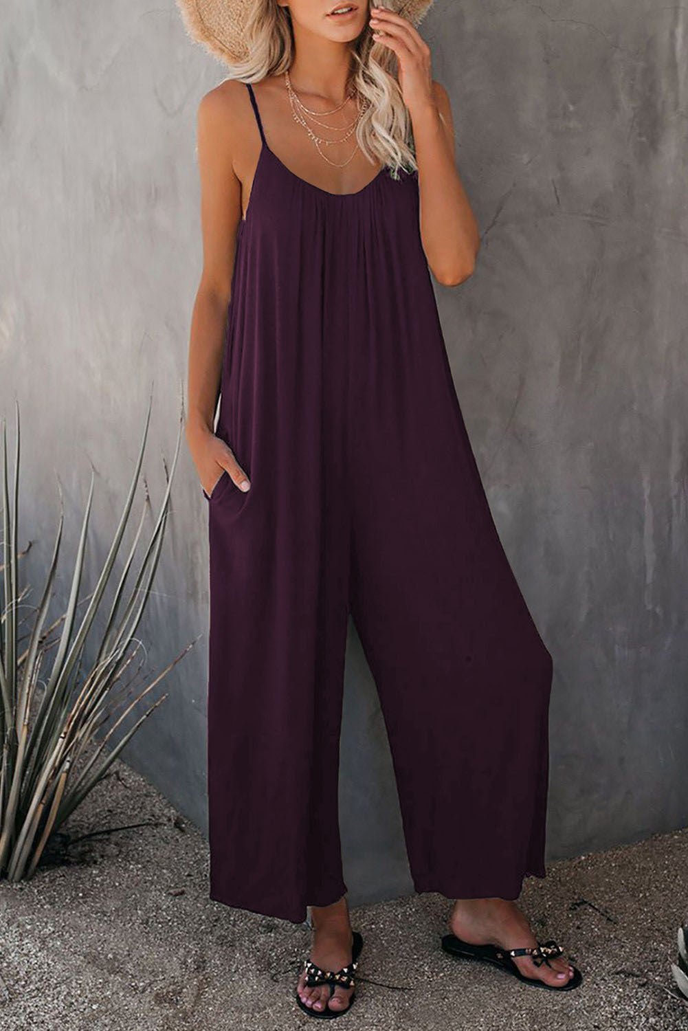 Women's Loose Sleeveless Jumpsuit – Casual Summer Romper with Pockets - Xandu Limited