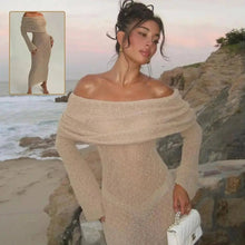 Women's Off - Shoulder long sleeve Knitted Dress - Xandu Limited