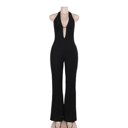 Women's Slim - fit Lace V - neck Jumpsuit - Xandu Limited