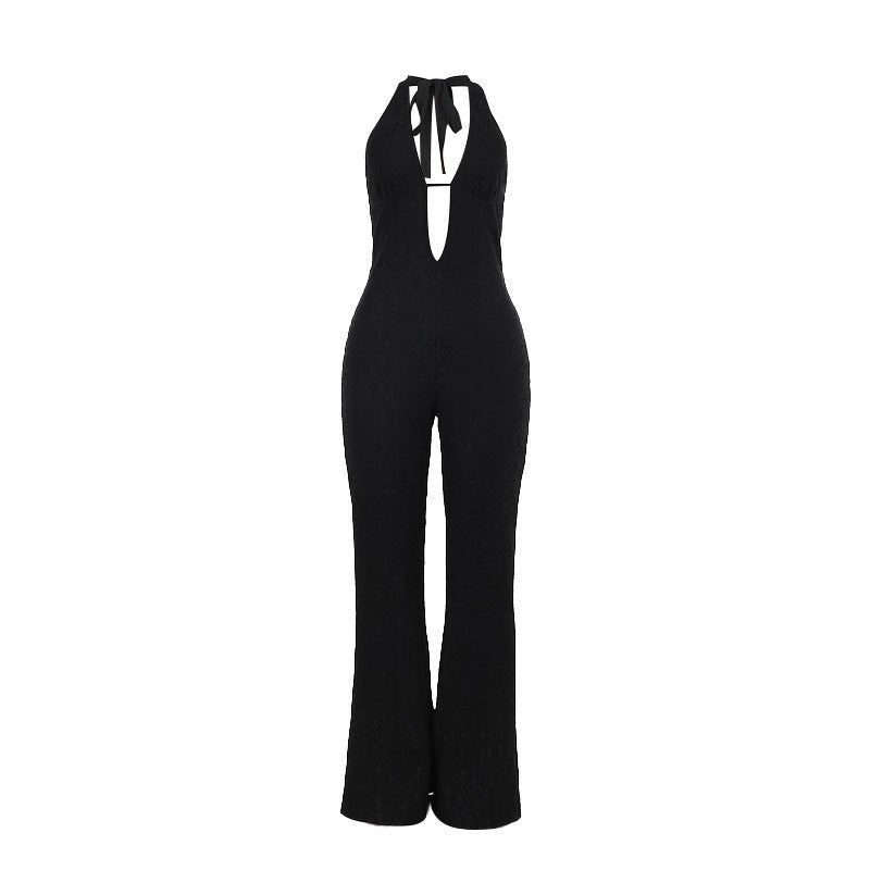 Women's Slim - fit Lace V - neck Jumpsuit - Xandu Limited