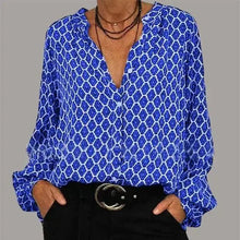 Women's V - Neck Shirt: Lozenge Print & Casual - Xandu Limited