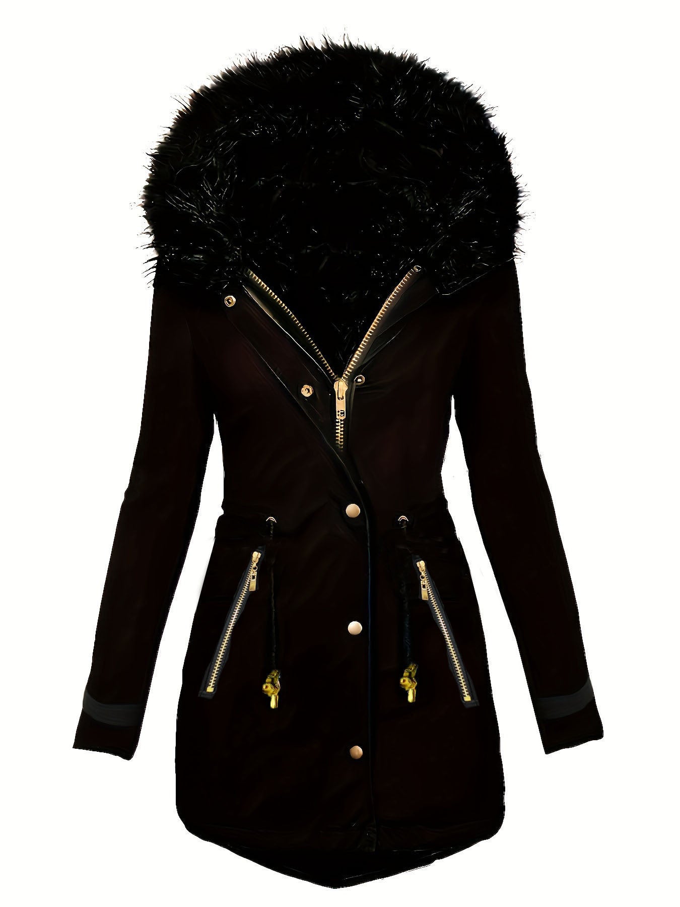 Zipper Faux Fur Coat – Long Sleeve with Decorative Hooded Hat - Xandu Limited