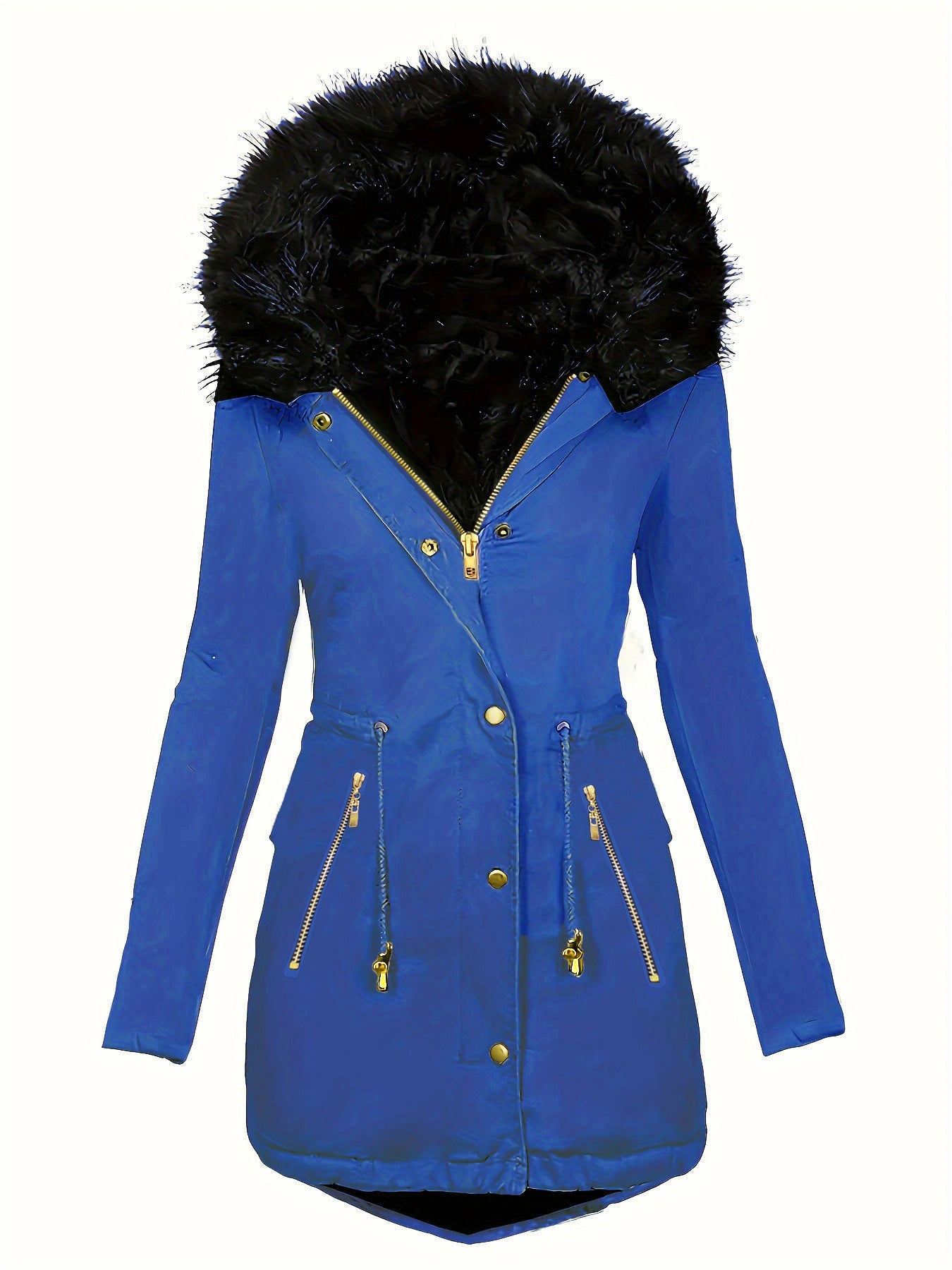 Zipper Faux Fur Coat – Long Sleeve with Decorative Hooded Hat - Xandu Limited